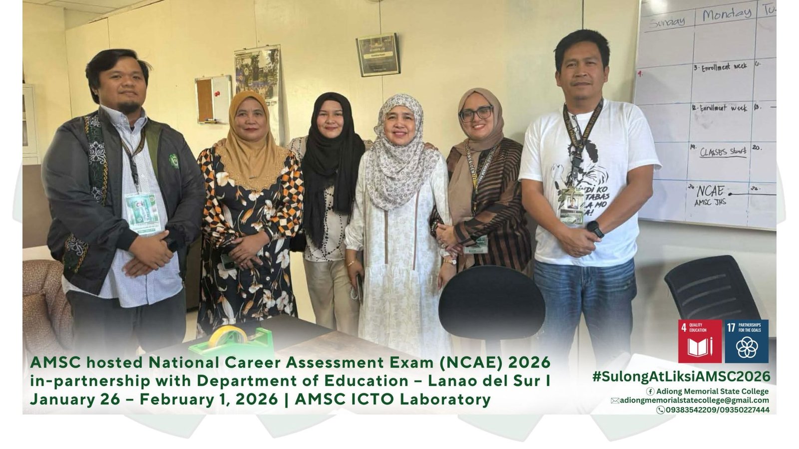 AMSC hosted National Career Assessment Exam (NCAE) 2026 in-partnership with Department of Education- Lanao del Sur 1 | January 26- February 1, 2026